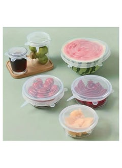 LDQ Silicone Stretch Lids 6 Pack, Suction Lid Multi Size Reusable Durable Food Storage Covers For Bowls, Cups, Pots, Food Fresh Saver Cover(White)  - Image 1