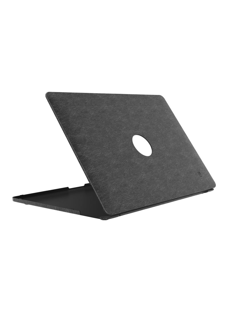 LEVELO Gevena Leather MacBook Pro 16" Cover/ Secure and Lightweight/ Silicone Bottom Base/ Precise Cutouts/ Ultra Slim - Black - Image 1