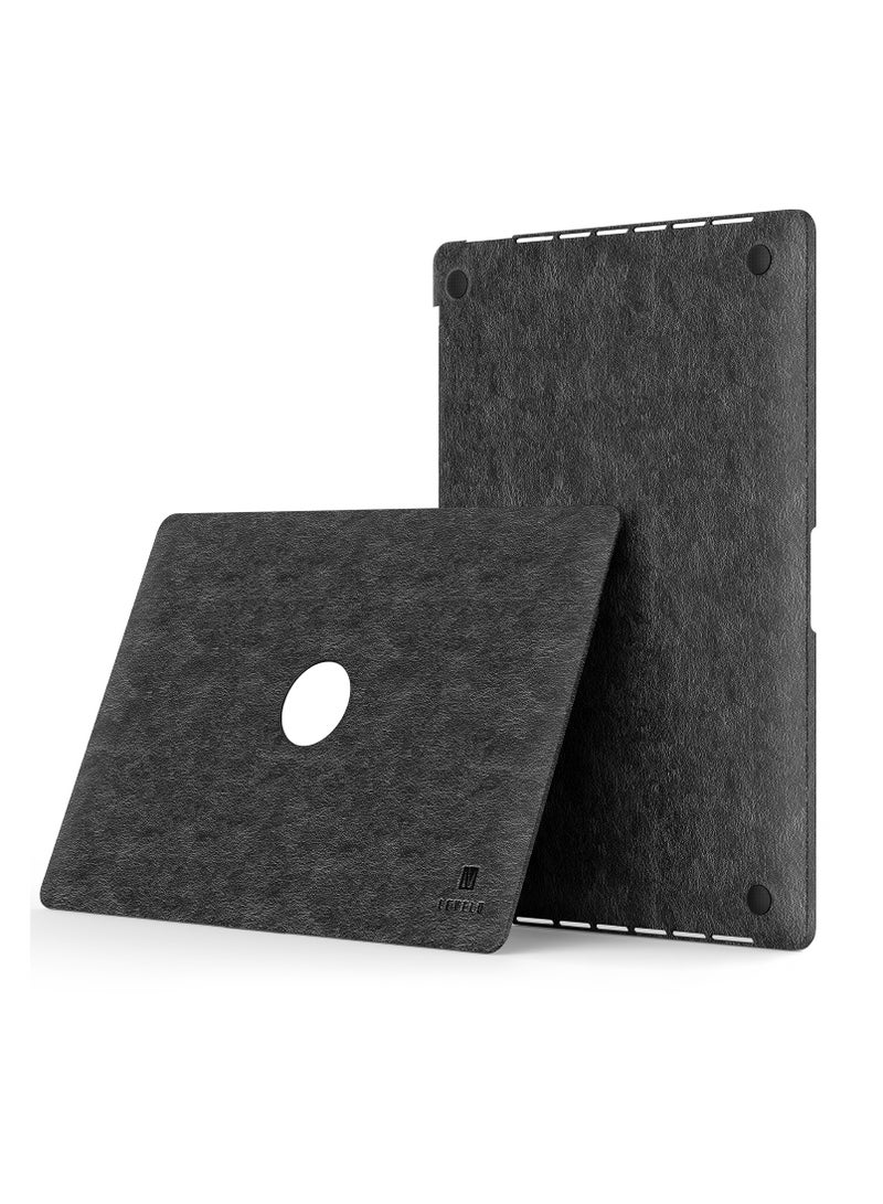 LEVELO Gevena Leather MacBook Pro 16" Cover/ Secure and Lightweight/ Silicone Bottom Base/ Precise Cutouts/ Ultra Slim - Black - Image 3