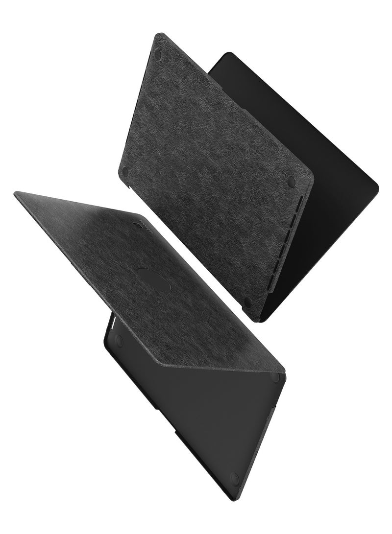 LEVELO Gevena Leather MacBook Pro 16" Cover/ Secure and Lightweight/ Silicone Bottom Base/ Precise Cutouts/ Ultra Slim - Black - Image 4