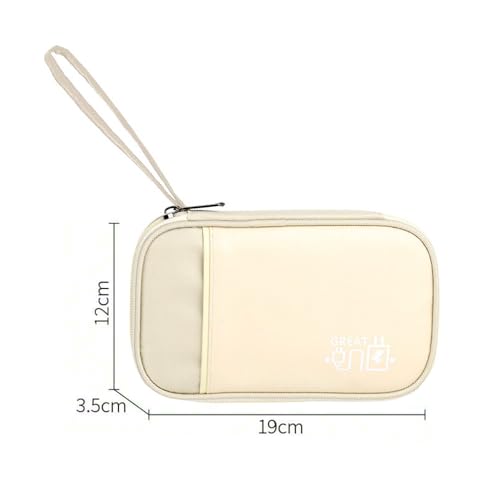 oddpod™ Pu Leather Electronic Gadgets Organizer Bag for Travel/Portable Waterproof All-in-One Storage Case for Cable, Cord, Charger, Phone, Hard Drive and More - Small (Begie) - Image 2
