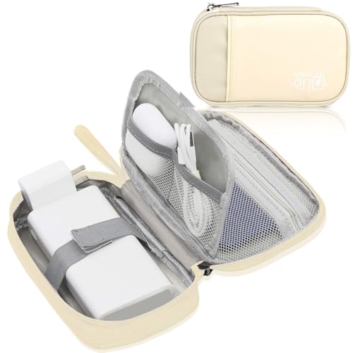 oddpod™ Pu Leather Electronic Gadgets Organizer Bag for Travel/Portable Waterproof All-in-One Storage Case for Cable, Cord, Charger, Phone, Hard Drive and More - Small (Begie) - Image 1