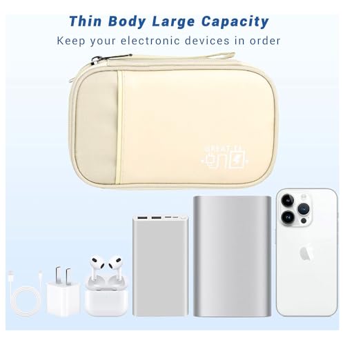 oddpod™ Pu Leather Electronic Gadgets Organizer Bag for Travel/Portable Waterproof All-in-One Storage Case for Cable, Cord, Charger, Phone, Hard Drive and More - Small (Begie) - Image 5