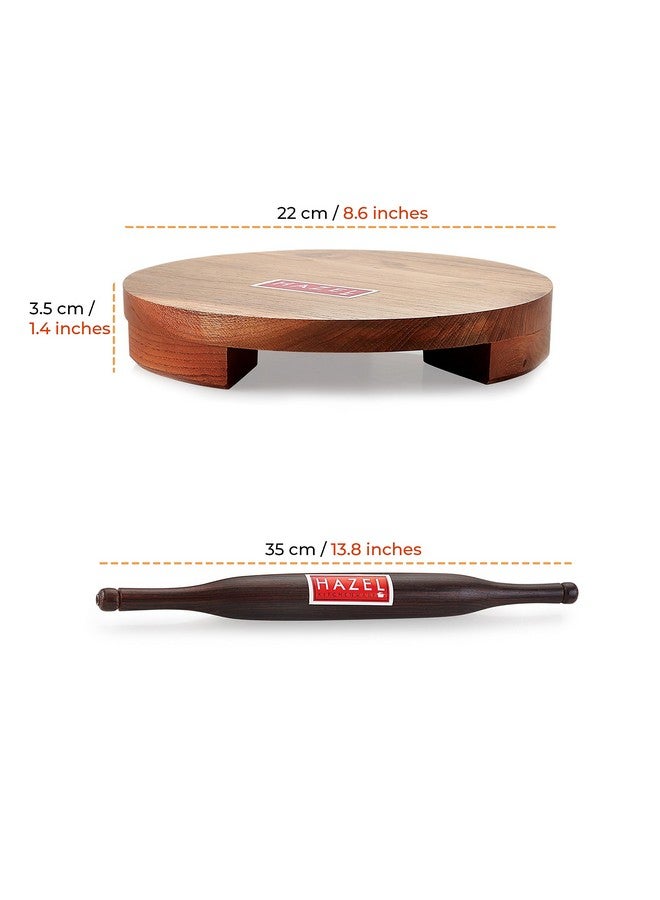Hazel صانع خبز الروتي تشاكلا من هازيل ساجوان بولبات 23 سم مع دبوس العجين من خشب الشيشام 34 سم - Image 4