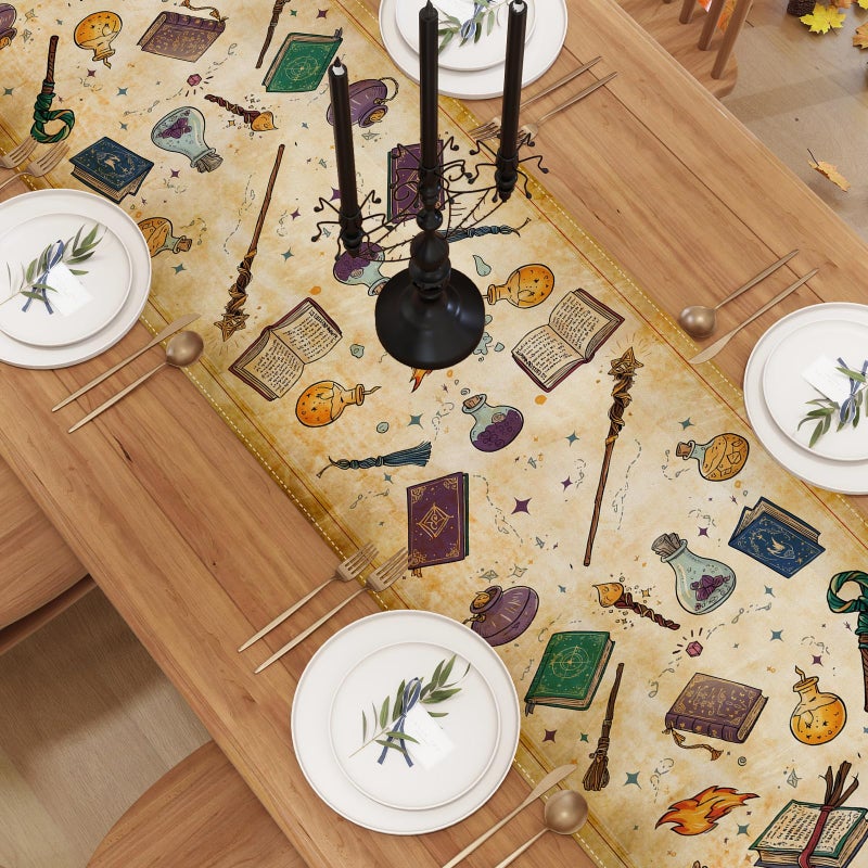 Jiudungs Linen Halloween Table Runner 72 Inches Long, Halloween Home Kitchen Dining Room Table Decor, Boy Birthday Party Baby Shower Decorations and Supplies for Kids - Image 3