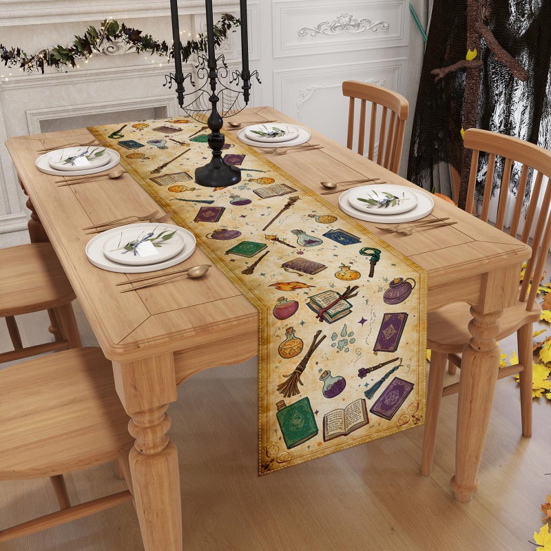 Jiudungs Linen Halloween Table Runner 72 Inches Long, Halloween Home Kitchen Dining Room Table Decor, Boy Birthday Party Baby Shower Decorations and Supplies for Kids - Image 2