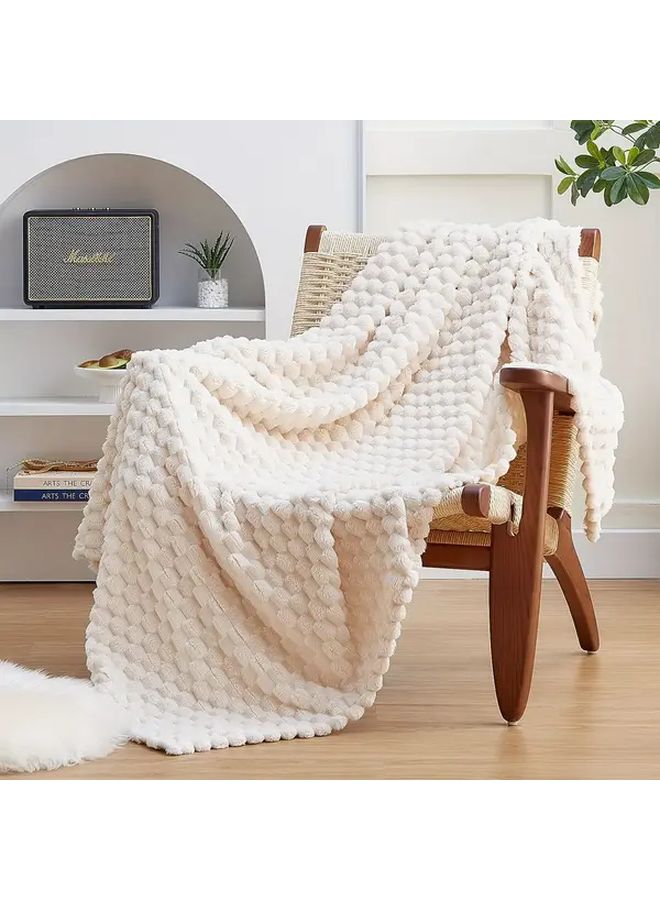 Blue Navy Fluffy Fleece Throw Blanket 80x90 Inches Cozy Soft for Couch Bed - Image 1