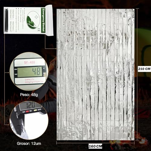 HOMAVA Emergency Foil Blanket, Survival Thermal Mylar Blankets Individually Packaged Perfect for Outdoors, Hiking, Survival, Marathons or First Aid | 160 CM X 210 CM | Pack 1 | Silver - Image 5
