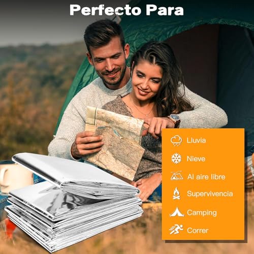 HOMAVA Emergency Foil Blanket, Survival Thermal Mylar Blankets Individually Packaged Perfect for Outdoors, Hiking, Survival, Marathons or First Aid | 160 CM X 210 CM | Pack 1 | Silver - Image 2