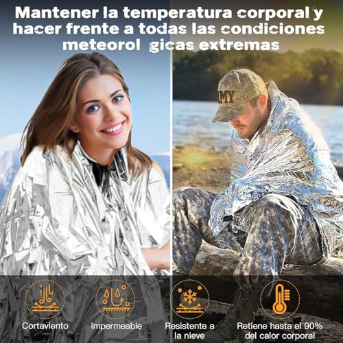 HOMAVA Emergency Foil Blanket, Survival Thermal Mylar Blankets Individually Packaged Perfect for Outdoors, Hiking, Survival, Marathons or First Aid | 160 CM X 210 CM | Pack 1 | Silver - Image 3
