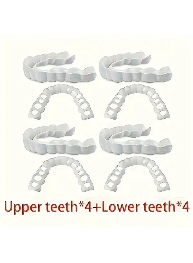 8pcs White Adjustable Braces Set Including 4 Upper and 4 Lower Teeth Invisible Denture Aligners Comfortable Orthodontic DIY Dental Aligners Kit No Scent Fits Most Mouths With Storage Box - Image 2