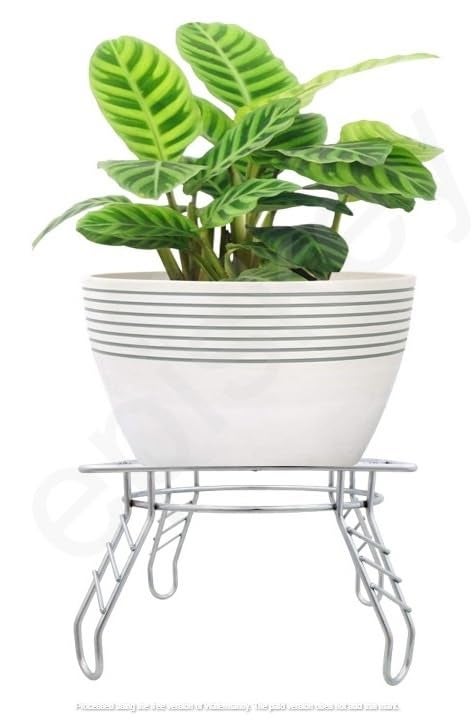Episkey Steel Pot Stand for Planter Mid Century Planter Indoor/Outdoor Modern Plant Stand for Flowers, Greenery, Succulents, Metal Design - Chrome (1 PCS Steel Stand Only) (MTKA_STD) - Image 1