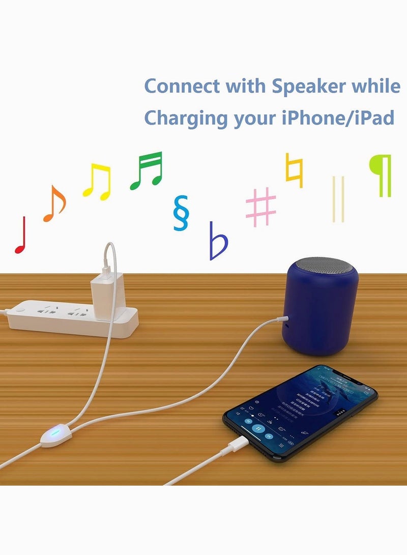 Zikra 2 in 1 Audio Charging Cable Fit for iPhone/iPad, Charge and Play Music Simultaneously Support to Car Stereo/Speakers/Headphone with 3.5mm Audio Jack, 3.94Ft - Image 3