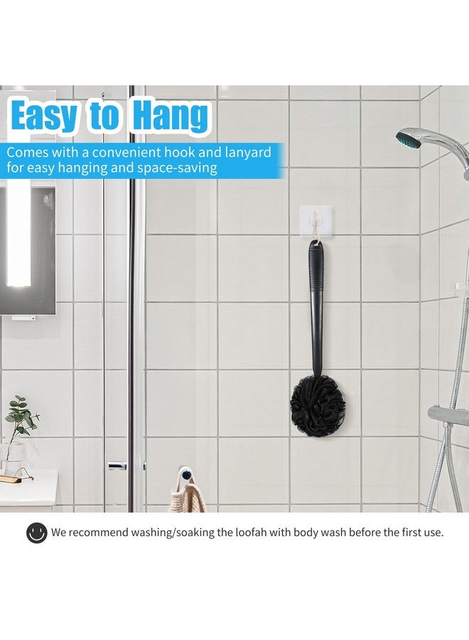 VANZAVANZU Loofah Sponge Set Loofah Exfoliating Body Scrubber Antislip Plastic 17 Handle Loofah On A Stick With Fluffy Shower Sponge Pe Soft Mesh Shower Loofahsblack - Image 5