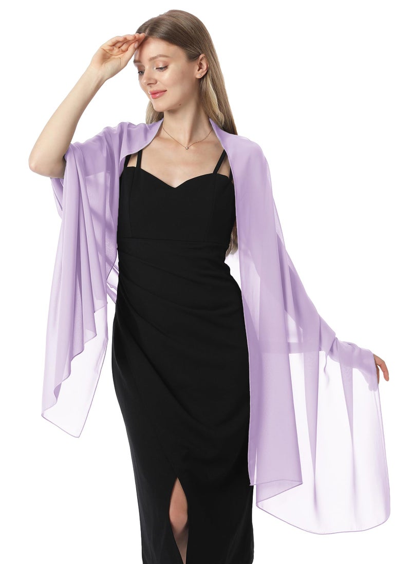 Hotshawl Chiffon Shawls and Wraps for Evening Dresses Women Elegant Soft Scarf Bridal Scarve Wedding Stole (Lilac, One Size) - Image 4
