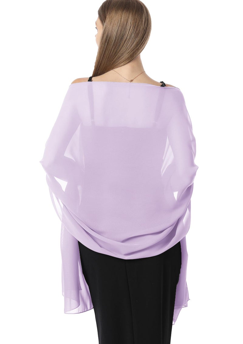 Hotshawl Chiffon Shawls and Wraps for Evening Dresses Women Elegant Soft Scarf Bridal Scarve Wedding Stole (Lilac, One Size) - Image 1
