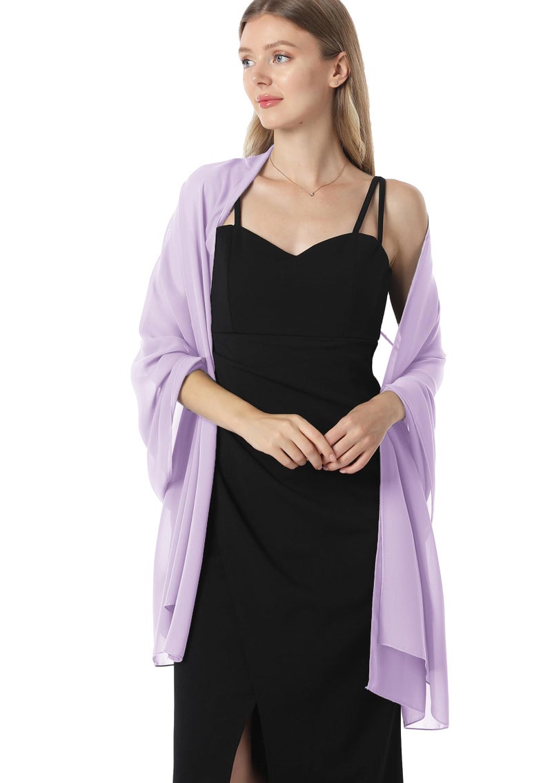Hotshawl Chiffon Shawls and Wraps for Evening Dresses Women Elegant Soft Scarf Bridal Scarve Wedding Stole (Lilac, One Size) - Image 5