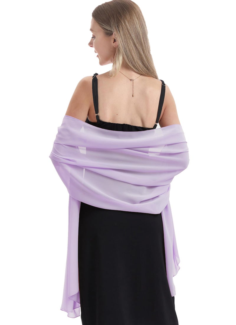 Hotshawl Chiffon Shawls and Wraps for Evening Dresses Women Elegant Soft Scarf Bridal Scarve Wedding Stole (Lilac, One Size) - Image 2