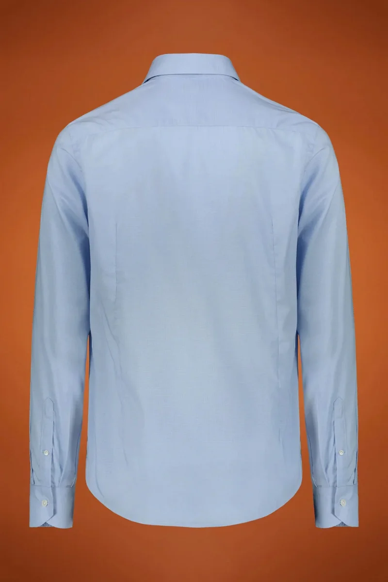 Doppelganger Blue Men's shirt classic collar 100% cotton Pied De Poule Micro Fabric regular fit - Sky for Men | Best Price UAE