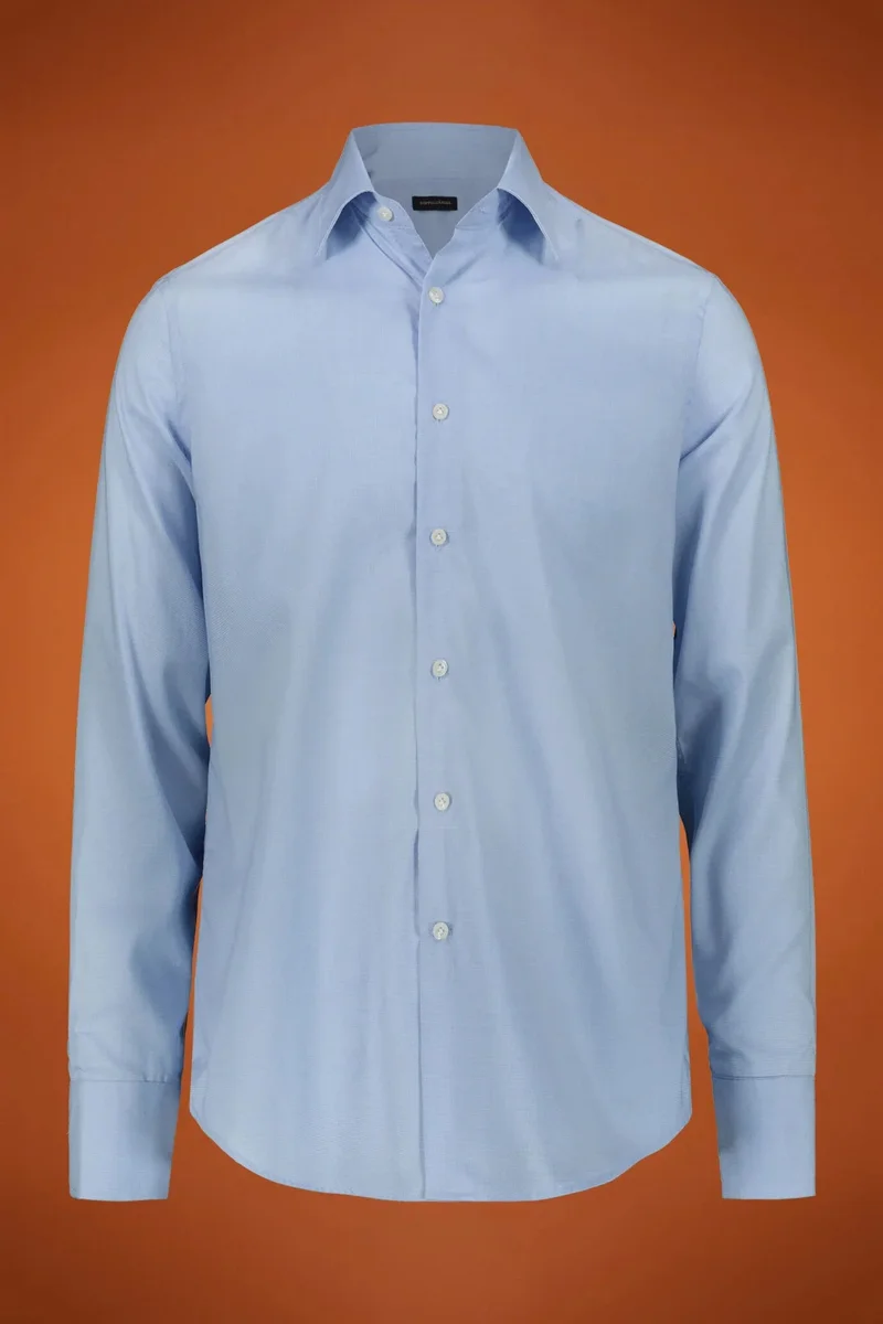Men's shirt classic collar 100% cotton Pied De Poule Micro Fabric regular fit - Sky