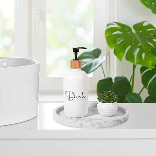 Heagoale Silicone Bathroom Tray Round Vanity Tray Decorative Soap Holder Kitchen Countertop Organizer Coffee Table Decor for Candle, Perfume, Plant, 9 Inch, Marble Grey - Image 2