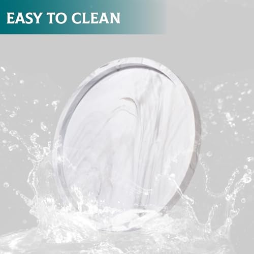 Heagoale Silicone Bathroom Tray Round Vanity Tray Decorative Soap Holder Kitchen Countertop Organizer Coffee Table Decor for Candle, Perfume, Plant, 9 Inch, Marble Grey - Image 5