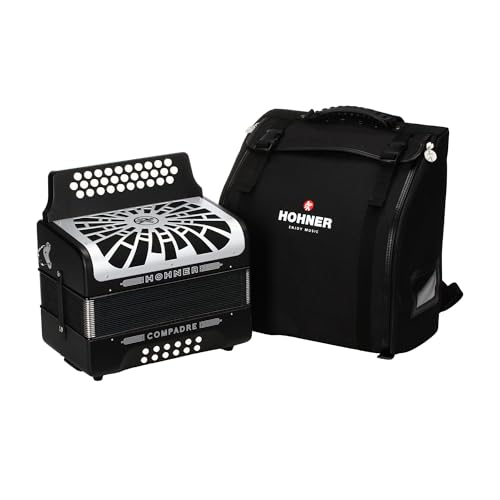 Hohner Compadre FBbEb Musica Tipica Series Accordion Black 12 Basses 62 Notes Standard Straps with Gig Bag