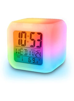 SKYPARKLE Digital Alarm Thermometer Night Glowing Cube 7 Colors Clock LED Change LCD for Bedroom Child 7 Colour Led Digital Alarm Clock Mulitcolor