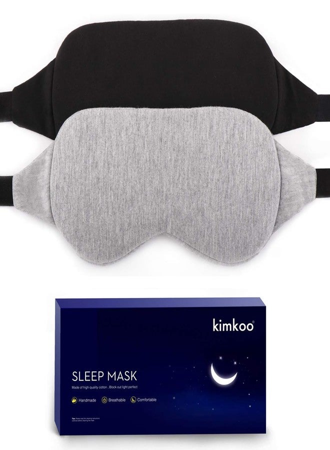 Kimkoo Sleep Mask-Eye Mask for Sleeping, Sleeping Mask Blocking Out Light Perfectly for Women and Men, Soft and Comfortable Blindfold for Travelling, with Pouch (Black+Gray) - Image 1