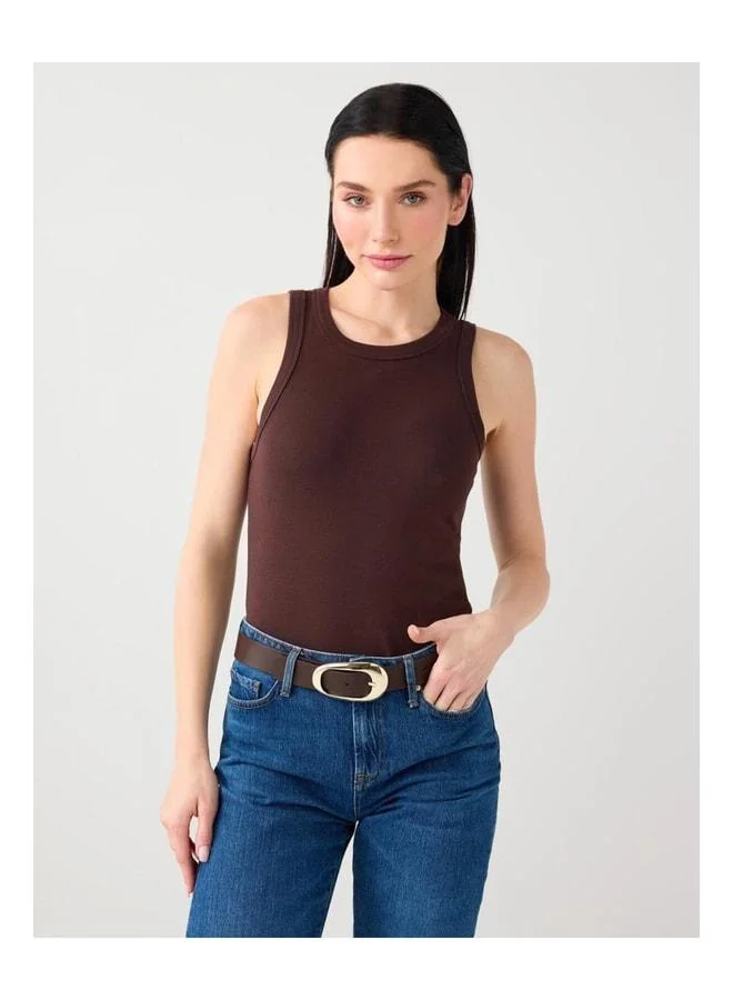 Jimmy Key Bitter Coffee Bike Neck Slim Fit Knit Tank Top