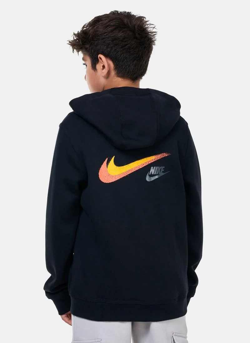 نايكي Kids' Sportswear Fleece Full-Zip Graphic Hoodie
