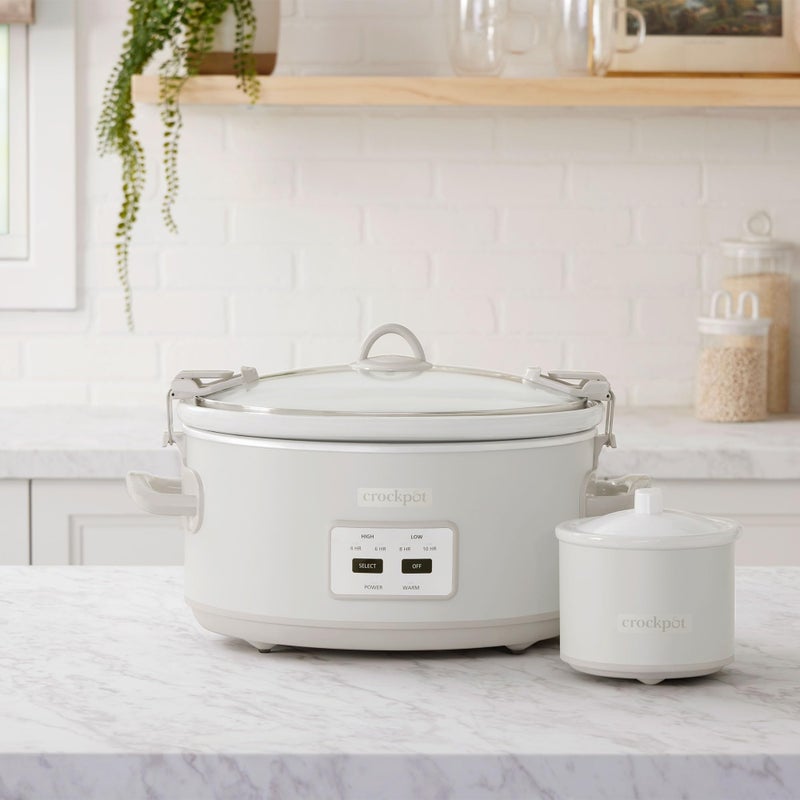 Crock-Pot 7 Quart Cook and Carry Slow Cooker with Touch Control, 4 Pre Programmed Settings, Removable Stoneware, and Locking Lid, Mushroom - Image 5