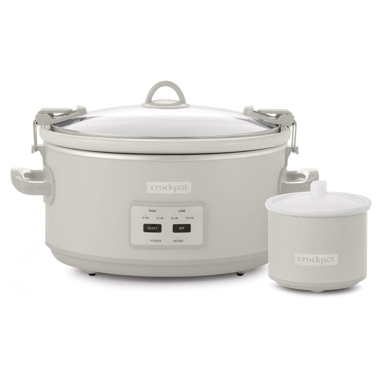 Crock-Pot 7 Quart Cook and Carry Slow Cooker with Touch Control, 4 Pre Programmed Settings, Removable Stoneware, and Locking Lid, Mushroom - Image 1