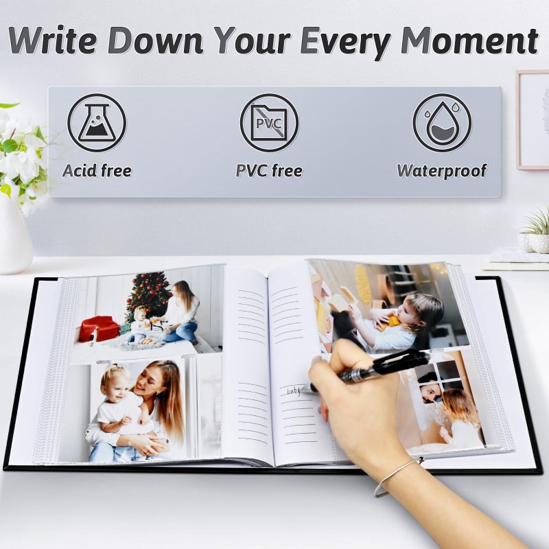 Popotop Photo Album 4x6 200 Photos with Writing Space, Leather Cover Album with Display Picture Window, Photo Book for Wedding Family Baby Gift - Image 3