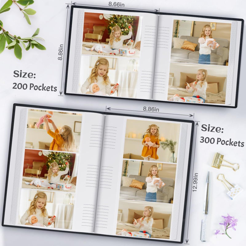 Popotop Photo Album 4x6 200 Photos with Writing Space, Leather Cover Album with Display Picture Window, Photo Book for Wedding Family Baby Gift - Image 4