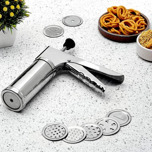 Suzec Stainless Steel Bhujiya Maker Press with Different Types of Jalies, 15 Piece - Image 2