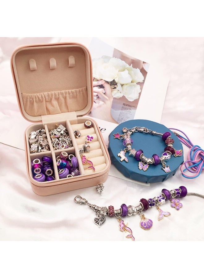 Bracelet Making Kit for Girls,68PCs Charm Bracelets Kit with Jewelry Box, Jewelry Charms, Bracelets for DIY Craft, Bracelet Gift for Adults and Kids，Present For 3-12 Year Old Girl (purple) - Image 5