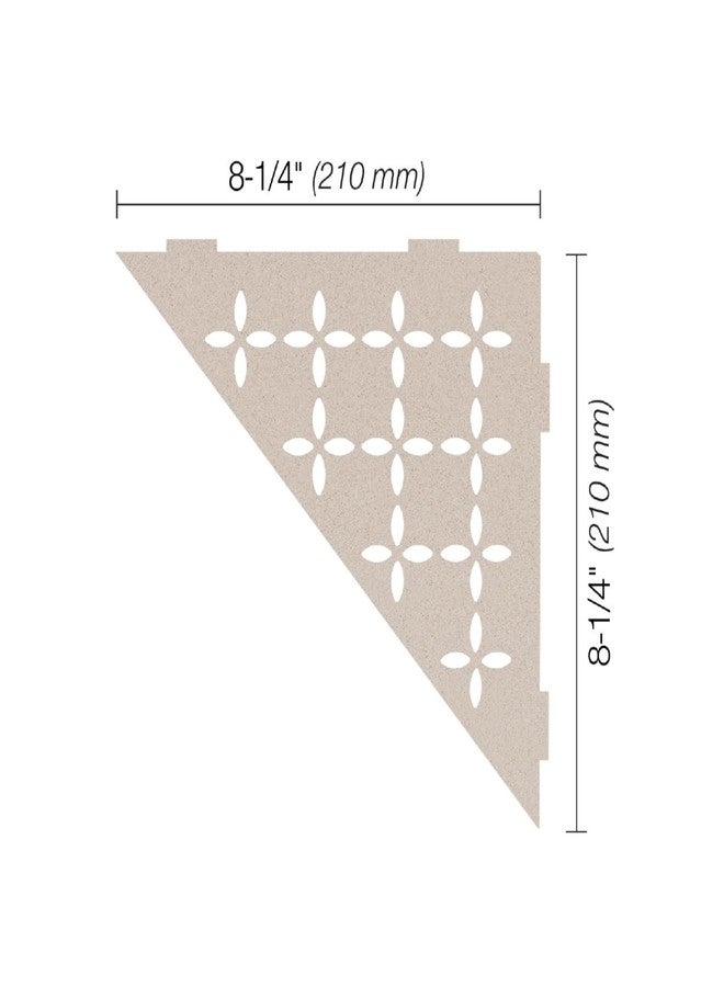 Schluter Triangular Corner Shelf for Tiled Walls - Floral Design, Aluminum Material, Cream Finish, 3/32" Thick Anchoring Tabs - SES1D5TSC - Image 2