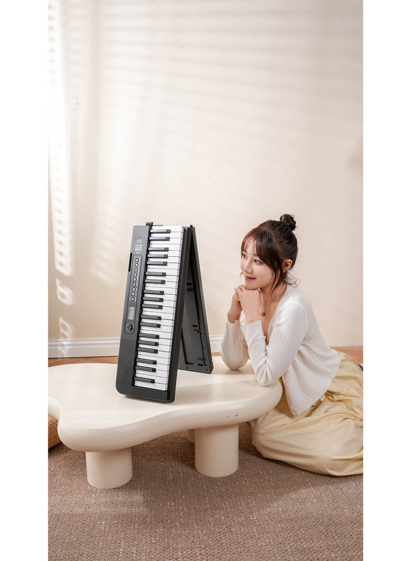 WALALLA Full-size foldable Bluetooth MIDI smart piano for beginners and adults, rechargeable multifunctional portable electronic piano with 88-key electronic piano sustain pedal and piano bag, large earphones, sustain pedal, music clip, piano cloth, 88 piano cover, 88 music sheet, OTG cable, audio cable, Black 3.8 kg - Image 3
