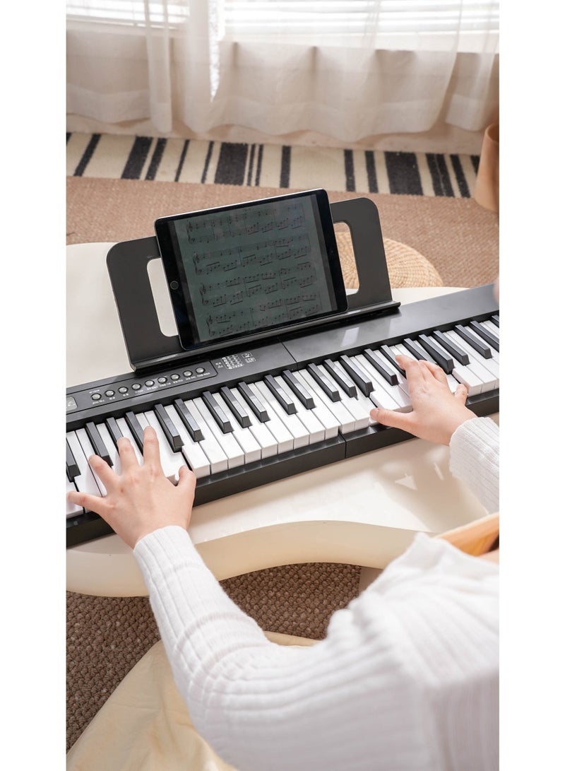 WALALLA Full-size foldable Bluetooth MIDI smart piano for beginners and adults, rechargeable multifunctional portable electronic piano with 88-key electronic piano sustain pedal and piano bag, large earphones, sustain pedal, music clip, piano cloth, 88 piano cover, 88 music sheet, OTG cable, audio cable, Black 3.8 kg - Image 5