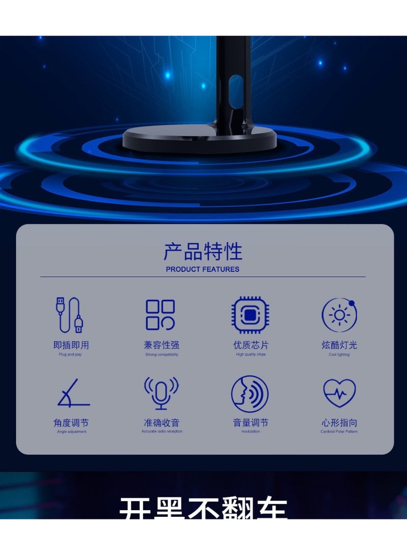 ميكروفون مكثف مكتبي ZFSZ M22 RGB، ميكروفون بث USB-C بتوصيل وتشغيل فوري - Image 3