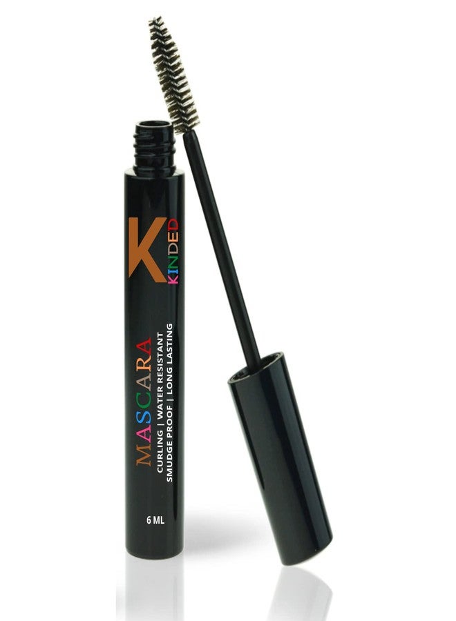 KINDED Curling Mascara Waterproof Long Lasting Smudgeproof Lengthening Volumizing Ultra Max Curl Intense Black Volume Sensational False Lash Effect for Girls Women Eye Makeup (6 ml, Black) - Image 1