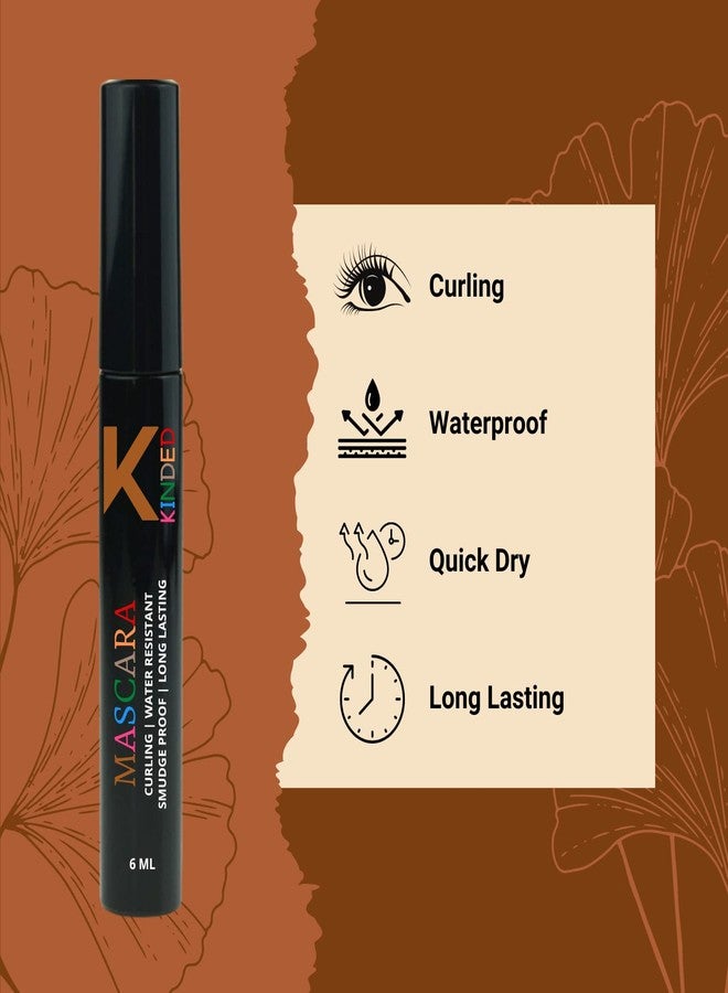 KINDED Curling Mascara Waterproof Long Lasting Smudgeproof Lengthening Volumizing Ultra Max Curl Intense Black Volume Sensational False Lash Effect for Girls Women Eye Makeup (6 ml, Black) - Image 4