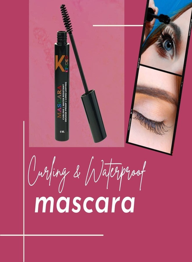 KINDED Curling Mascara Waterproof Long Lasting Smudgeproof Lengthening Volumizing Ultra Max Curl Intense Black Volume Sensational False Lash Effect for Girls Women Eye Makeup (6 ml, Black) - Image 3