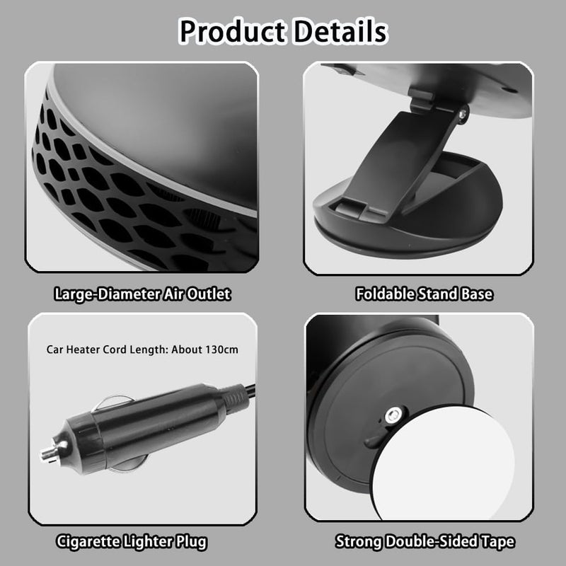 Car Heater for Suzuki Liana A6, 2-in-1 Heating & Cooling, 360° Rotatable Adjustable Base, Windshield Defroster & Defogger, Winter Car Heater,24V - Image 5