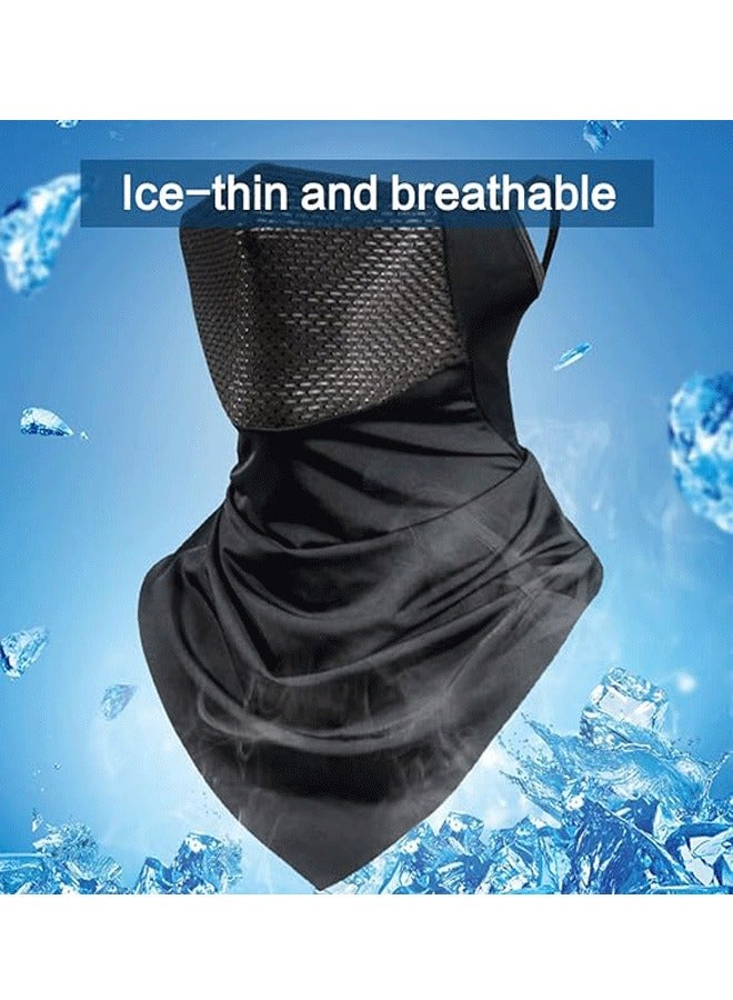 قناع واقي للرقبة لركوب الدراجات مع حلقات أذن للحماية من الأشعة فوق البنفسجية غطاء للوجه مبرد للهواء الطلق غطاء رأس من الحرير الثلجي قابل للتنفس للرجال/النساء، أسود، مقاس واحد - Image 3