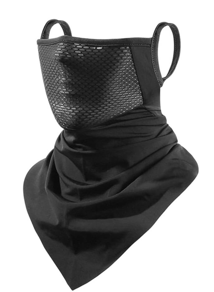 قناع واقي للرقبة لركوب الدراجات مع حلقات أذن للحماية من الأشعة فوق البنفسجية غطاء للوجه مبرد للهواء الطلق غطاء رأس من الحرير الثلجي قابل للتنفس للرجال/النساء، أسود، مقاس واحد - Image 1