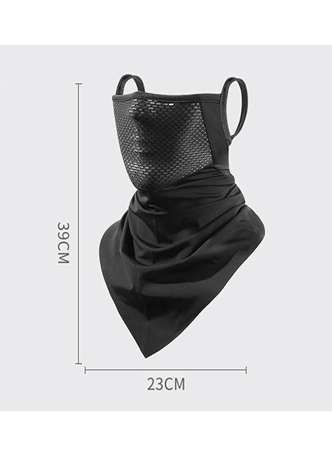 قناع واقي للرقبة لركوب الدراجات مع حلقات أذن للحماية من الأشعة فوق البنفسجية غطاء للوجه مبرد للهواء الطلق غطاء رأس من الحرير الثلجي قابل للتنفس للرجال/النساء، أسود، مقاس واحد - Image 2