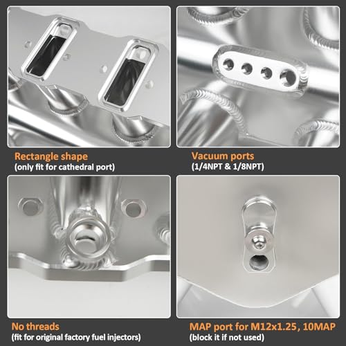 Htostar Racing For LS Intake Manifold Compatible with LS1 LS2 LS6 of cathedral port heads with Drive by Cable Throttle Body Compatible with Chevy Cadillac Pontiac Aluminum (102mm) - Image 2