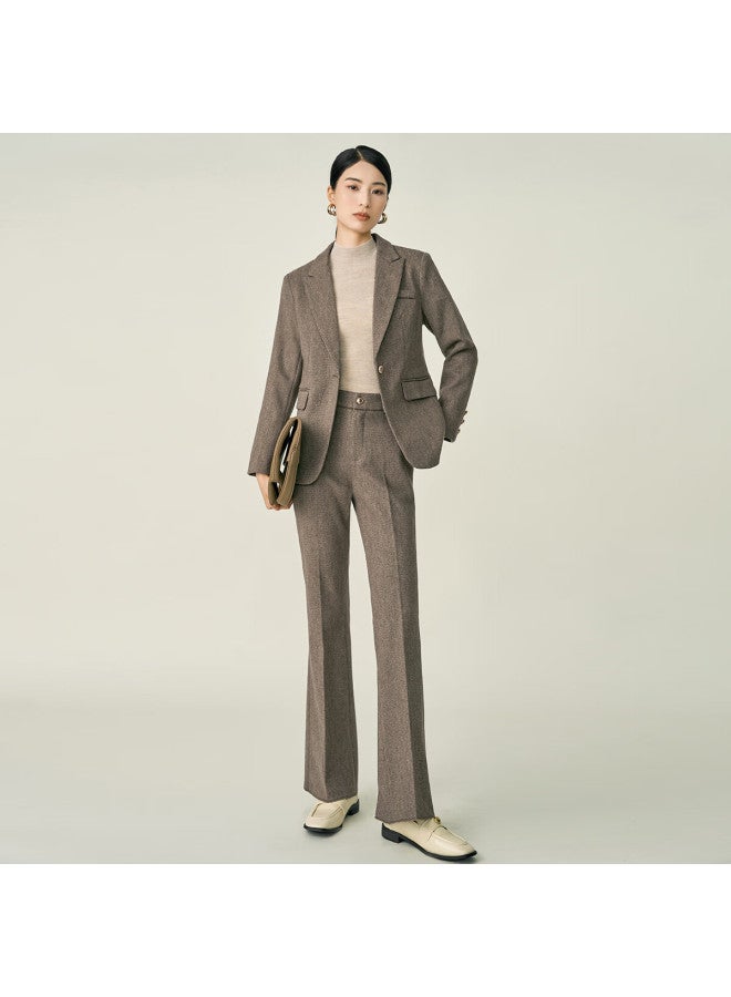 Yanyee Simple Elegant Women's Pants Autumn Commuter Micro-flare Trousers, Versatile High-waist Suit Pants, Gray Plaid, Xl/42 - Image 1